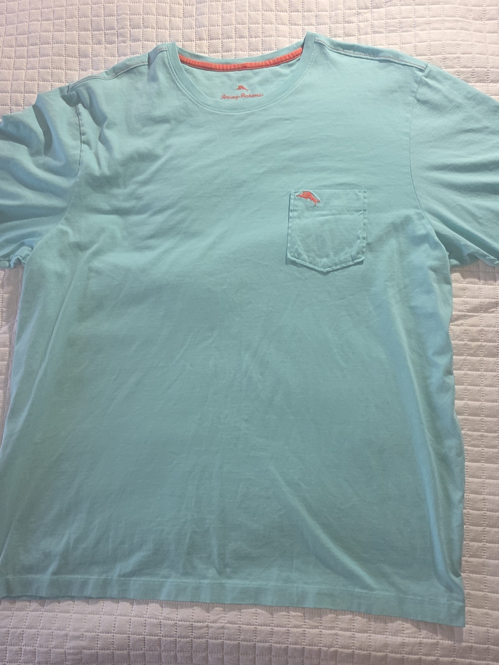 Tommy Bahama Men's Light Aqua Pocket Crew Neck Tee
